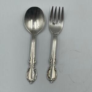 Vintage Rogers Bros International Silver Plated Reflection Baby Spoon Fork Set